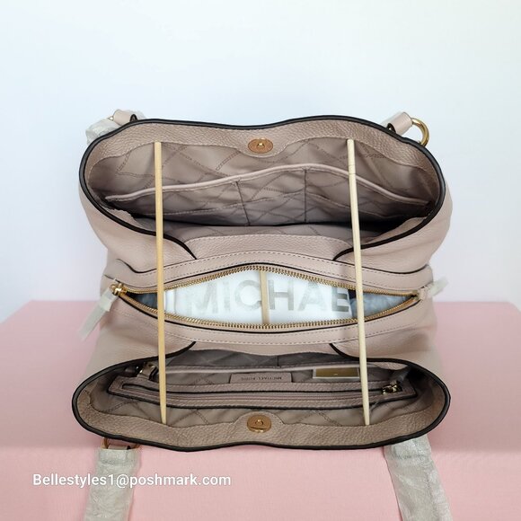 MICHAEL KORS Carrie Pebbled Leather Large Shoulder Tote- Soft Pink color⭐ - Picture 13 of 16